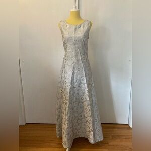 Vintage silver and white embroidered gown